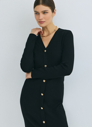 Вязаное облегающее платье, Черный