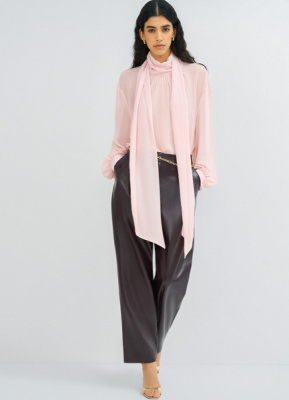 Блузка из шифона с шарфом, Розовый