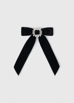 Бархатная заколка-бант, Черный
