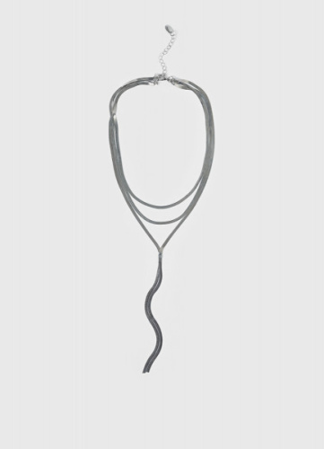 Трёхъярусное колье с цепочкой, Серебряный