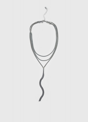Трёхъярусное колье с цепочкой, Серебряный