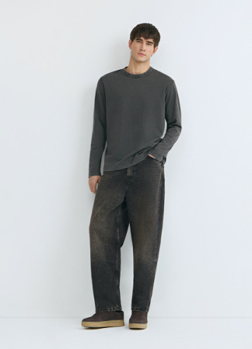 Базовый лонгслив из плотного хлопка, Серый