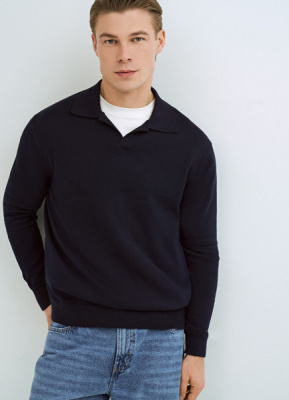 Поло с длинным рукавом, Синий