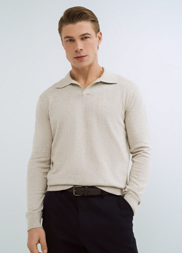 Поло с длинным рукавом, Белый