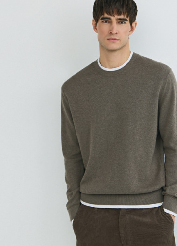 Джемпер с имитацией футболки, Коричневый