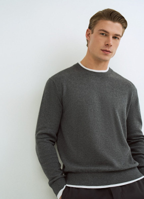 Джемпер с имитацией футболки, Серый