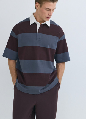 Поло в полоску из хлопка, Фиолетовый