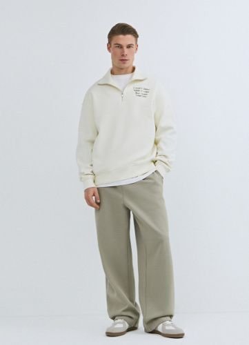 Толстовка с воротником-стойкой на молнии, Белый