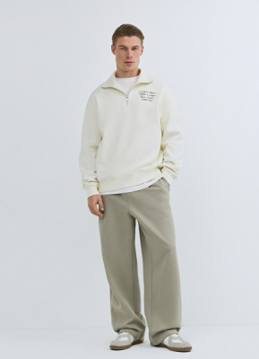 Толстовка с воротником-стойкой на молнии, Белый