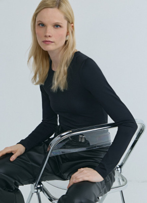 Боди с длинным рукавом, Черный