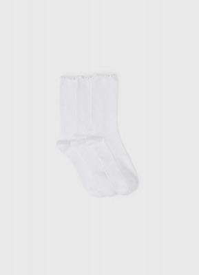 Носки в рубчик, 3 пары, Белый