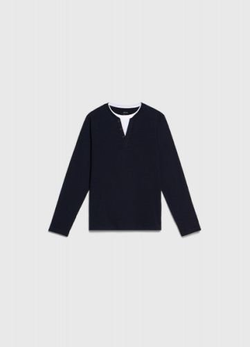 Лонгслив с имитацией футболки для мальчиков, Синий