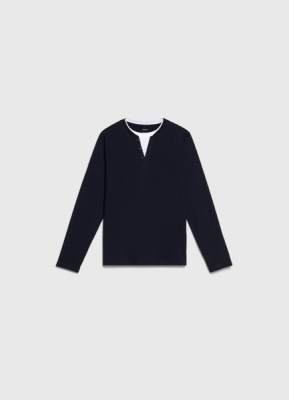 Лонгслив с имитацией футболки для мальчиков, Синий