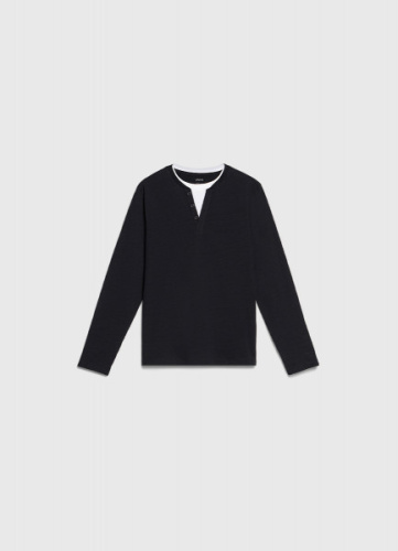 Лонгслив с имитацией футболки для мальчиков, Черный