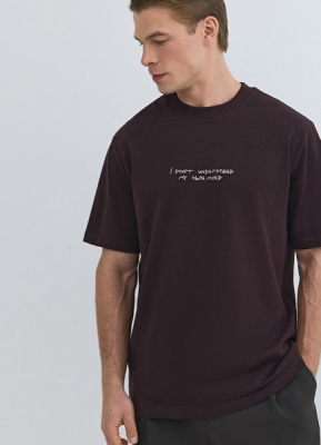 Футболка с текстовой вышивкой, Фиолетовый