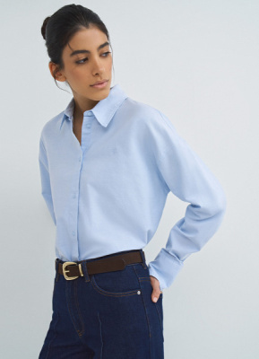 Рубашка из хлопка оксфорд, Голубой