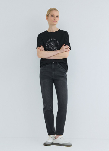 Джинсы Mom с высокой посадкой, Серый