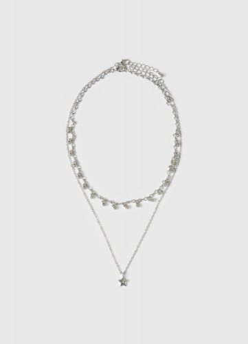 Двойное колье с подвесками для девочек, 2 шт., Серебряный