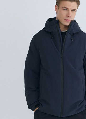 Утеплённая куртка с капюшоном, Синий