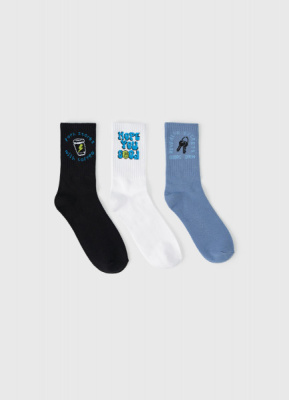 Высокие носки с рисунком для мальчиков, 3 пары, Голубой