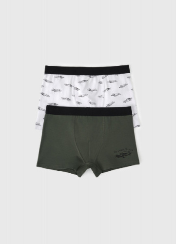 Трусы-боксеры с принтом для мальчиков, 2 шт., Белый