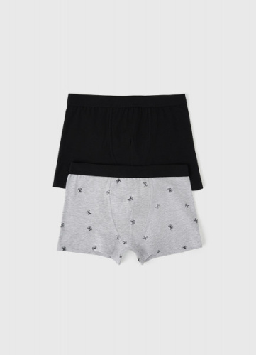 Трусы-боксеры с принтом для мальчиков, 2 шт., Серый