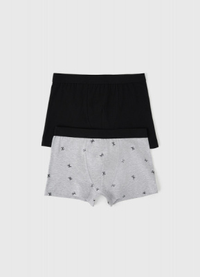 Трусы-боксеры с принтом для мальчиков, 2 шт., Серый