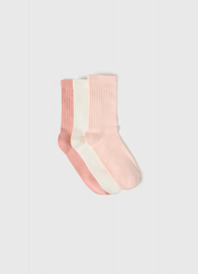 Высокие носки в рубчик для девочек, 3 пары, Оранжевый