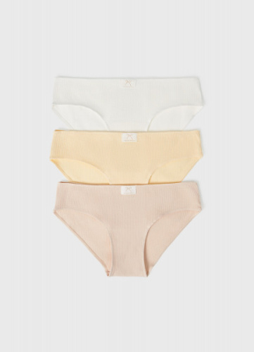 Трусы-слипы с нашивкой для девочек, 3 шт., Бежевый