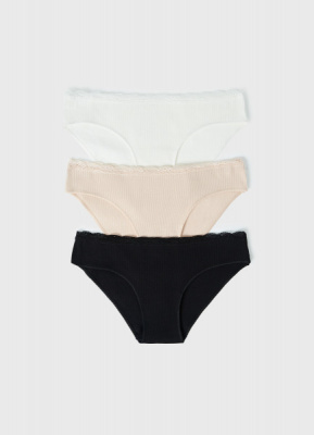 Трусы-слипы с кружевом для девочек, 3 шт., Черный