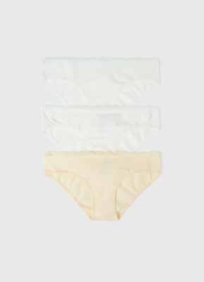 Трусы-слипы с кружевом для девочек, 3 шт., Желтый