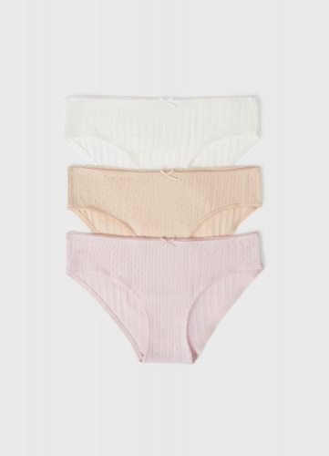 Трусы-слипы с кружевом для девочек, 3 шт., Бежевый