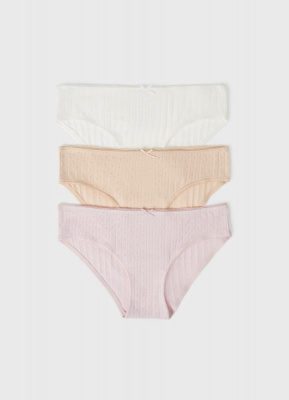 Трусы-слипы с кружевом для девочек, 3 шт., Бежевый