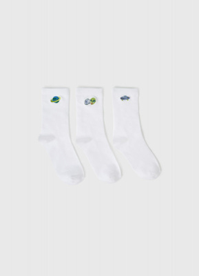 Высокие носки с вышивкой для мальчиков, 3 пары, Белый