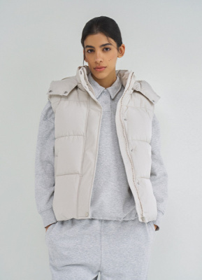 Жилетка с капюшоном, Бежевый