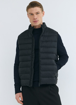 Ультралёгкий жилет с воротником-стойкой, Черный