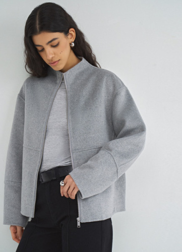 Бомбер из пальтовой ткани, Серый