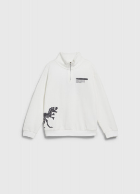 Свитшот с воротником-стойкой на молнии для мальчиков, Бежевый