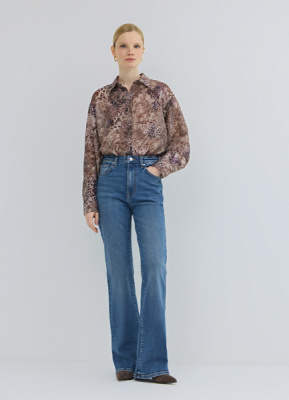 Джинсы Bootcut с высокой посадкой, Синий