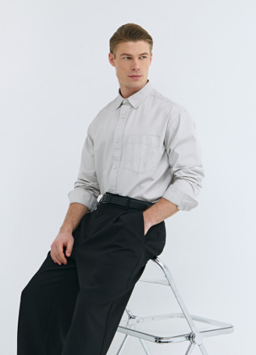 Рубашка из твила с карманом, Белый