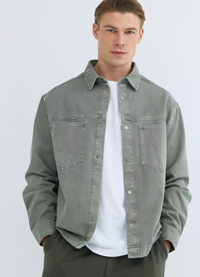 Куртка-рубашка из твила с карманами, Зеленый