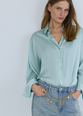 Блузка из сатина, Зеленый