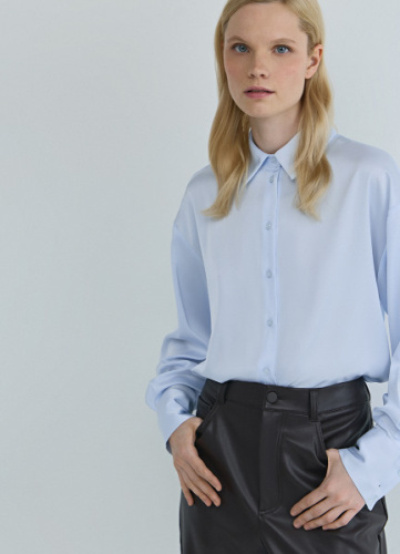 Блузка из сатина, Голубой