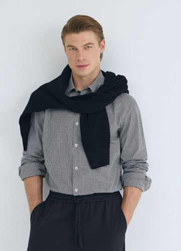 Рубашка в клетку виши, Синий