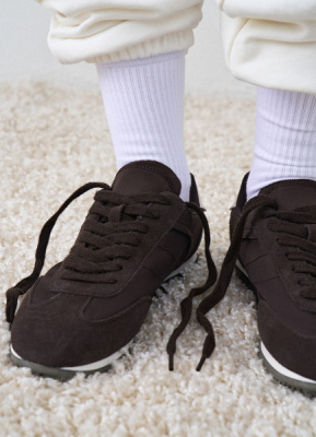 Кроссовки из натуральной замши, Коричневый