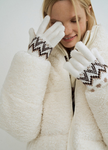 Перчатки с шерстью альпака, Белый