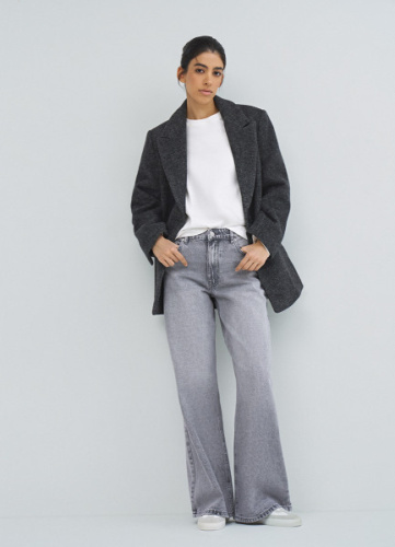Ультраширокие джинсы с высокой посадкой, Серый