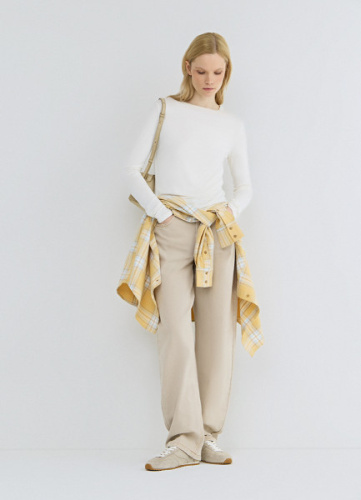 Джинсы Barrel с высокой посадкой, Бежевый