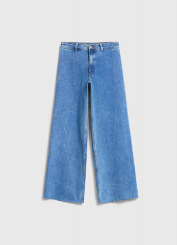 Укороченные широкие джинсы, Голубой