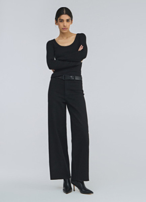 Укороченные широкие джинсы, Черный